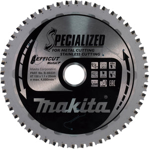 Makita b-69331 cirkelzaagblad rvs staal | efficut | 150 x 20 mm | 48-tands