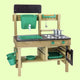 Hape premium buitenkeuken modderkeuken - speelkeuken buiten met watertank en kraan - duurzaam hout - 3 jaar+