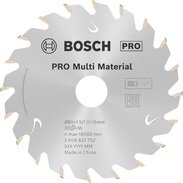 Bosch pro multi material draadloos zaagblad voor cirkelzagen 85 x 1,5 x 15 mm - 2608837752