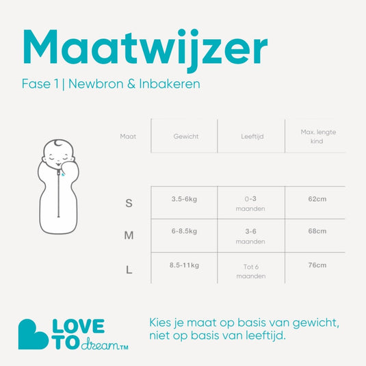 Love to dream ™ babyslaapzak swaddle up™ - inbakeren - baby 3-6 maanden - 6-8.5 kg - all season - 1.0 tog - wit