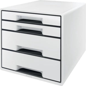 Leitz wow cube ladenblok met 4 laden - opberger met vakken - voor kantoor en thuiswerken - ideaal voor thuiskantoor - wit grijs
