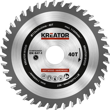 Kreator krt020435 zaagblad hout - ø115 mm - 40 t