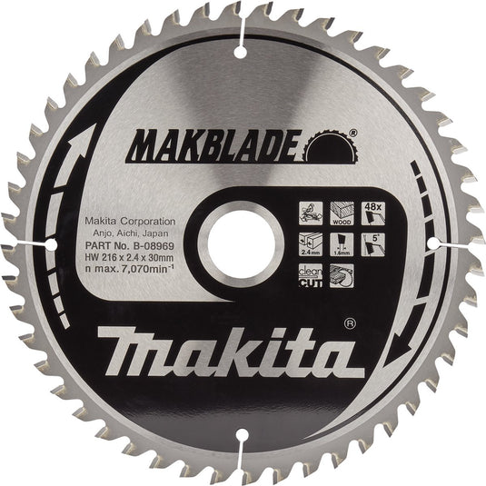 Makita afkortzaagblad voor hout | makblade | ø 216mm asgat 30mm 48t - b-08969
