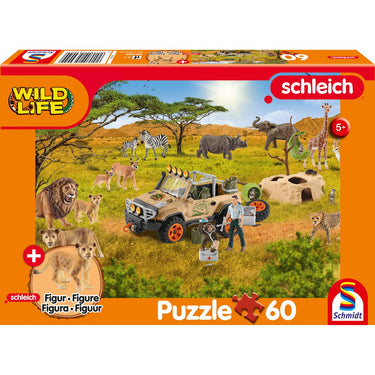 Schmidt - legpuzzel - wild life in de savanne - schleich - 60 stukjes + originele figuur - kinderen - vanaf 5 jaar