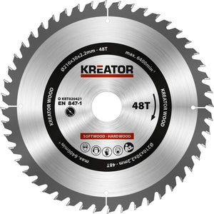 Kreator krt020421 zaagblad hout 210 mm - 48t