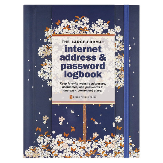 Comellopeter pauper peter pauper internet password logbook - falling blossoms - met elastieksluiting - large 16x21 cm