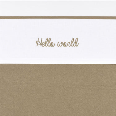 Meyco baby hello world ledikant laken - taupe - 100x150cm - 0.3 tog