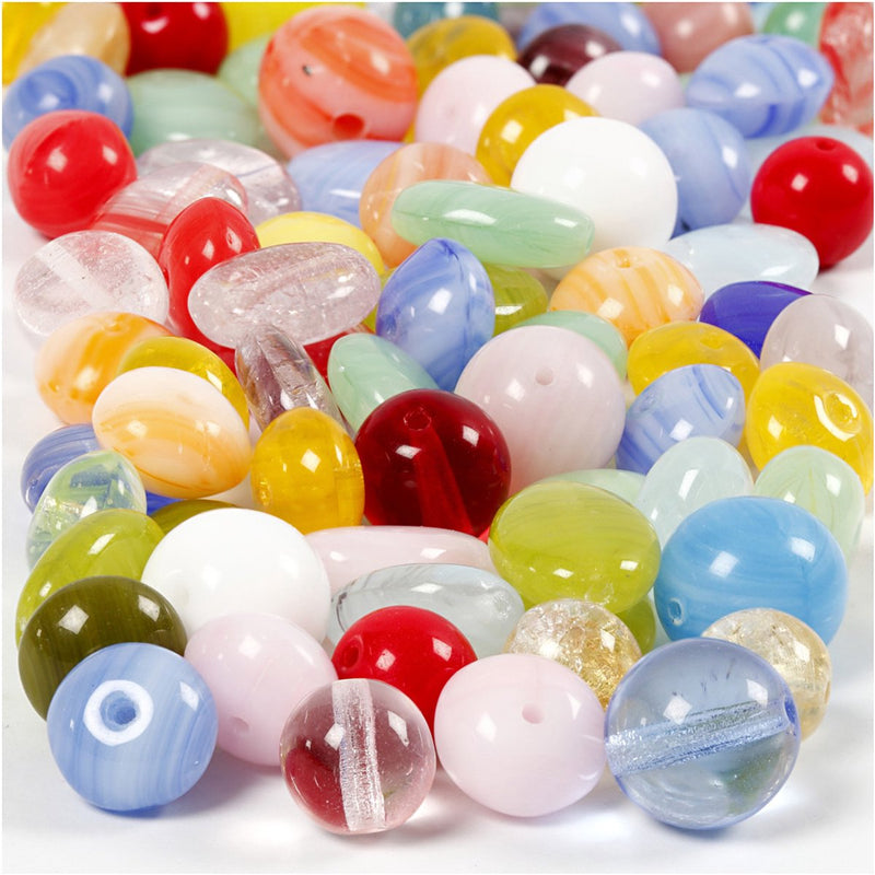 Afbeelding laden in galerijviewer, Creativ company glazen kralen divers rond, ovaal, cirkel, 60 gram

