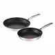 Tefal duetto koekenpannen - set van 2 - 24 28 cm - inductie, roestvrijstalen buitencoating - antibaklaag