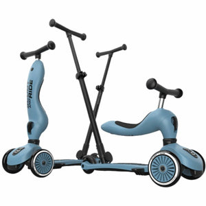 Scoot ride highwaykick 1 push go - 2-in-1 kinderstep met duwstang - step loopfiets 2-in-1, 3 wielen - duwstang 3 hoogtes, afneembare voetsteunen - 1-5 jaar, max 20 50 kg - steel