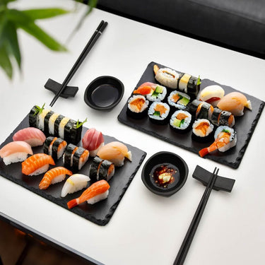 Mikamax sushi set - voor 2 personen - incl. sushi stokjes borden - geniet van authentieke sushi-ervaring - zwart - sushi accessoires - sushi servies - chopsticks - eetstokjes