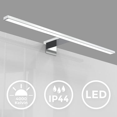 B.k.licht - led spiegellamp - wandlamp met chroom kleur - badkamerverlichting - l:60cm - ip44 - 4.000k - 8w