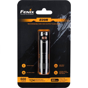 Fenix e09r compacte led zaklamp - oplaadbaar - 600 lumen - 124 meter - ip68 waterproof