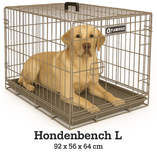Flamingo hondenbench l – opvouwbare hondenbench auto – hondenbench draadkooi taupe – 92x56x64 cm – hondenbench ebo taupe