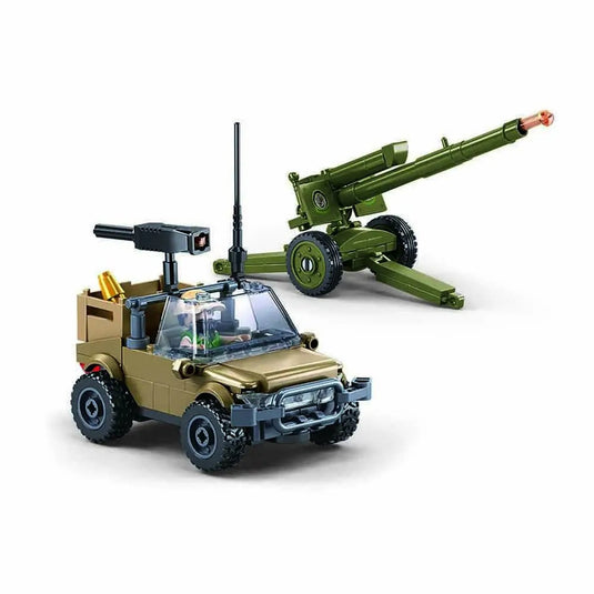Sluban army houwitser bouwspeelgoed kinderen vanaf 6 jaar – constructiespeelgoed modelbouw – bouwdoos met 138 bouwstenen – m38-b1255