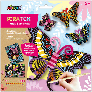 Avenir scratch en knutsel - vlinders - met pijpenragers - creatief spelen - 3 jaar