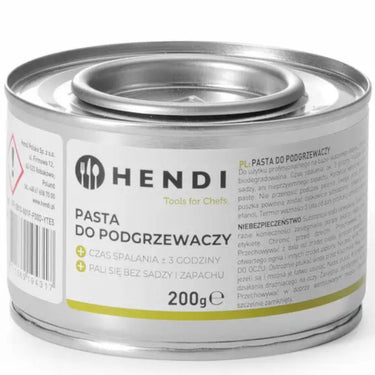 Hendi - pasta voor voedselwarmers - 200g - 3 uren brandtijd - bio ethanol