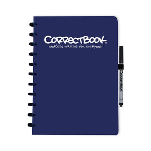 Correctbook a4 uitwisbaar notitieboek – herbruikbaar schrift – midnight blue – blanco – inclusief pen wisdoekje – aanvulbaar met extra pagina’s
