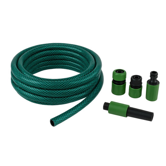 Kinzo tuinslang set 15 meter - waterslang 14mm (1 2 ) max. 6bar - met 3 koppelingen en 1 sproeistuk - geschikt voor tuinsproeier - groen