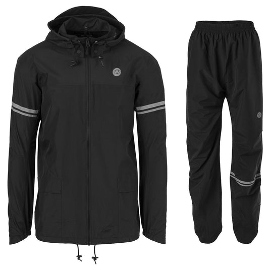 Agu original regenpak uniseks waterdicht - zwart - waterkolom 5.000 mm - jas en broek - inclusief opbergtasje
