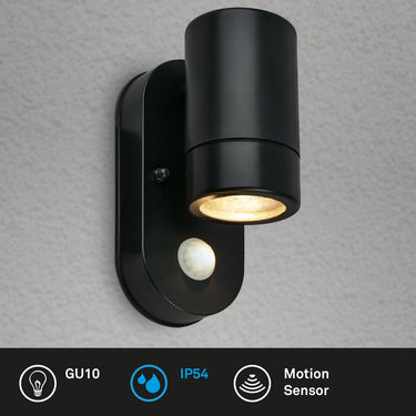 Briloner - led wandlamp buiten - buitenlamp met bewegingssensor - ip54 - 30-seconden lichtduur - 15 x 7 x 9,5 cm - zwart