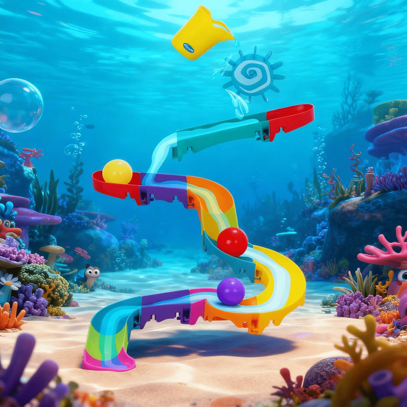 Afbeelding laden in galerijviewer, Playgro -splash and slide- waterval glijbaan - badspeelgoed - peuter speelgoed - baby badspeelgoed - speelgoed baby - speelgoed 1 jaar -badspeeltje - water knikkerbaan -waterspeelgoed baby - waterspeelgoed peuters - inclusief 3 balletjes
