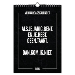 Rumag verjaardagskalender - a4