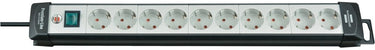 Brennenstuhl premium-line stekkerdoos 10-voudig zwart lichtgrijs 3m h05vv-f 3g1,5 - 1951500100