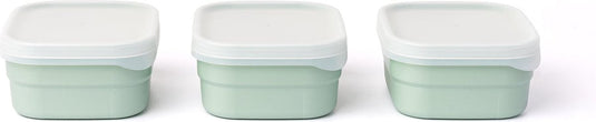 Amuse optifridge bio vershoudbakjes - 3x400ml - bioplastic bewaarbakjes met deksel - bpa-vrij - groen - 115x95x50mm