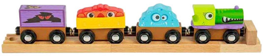 Bigjigs houten monster-trein, 4dlg.
