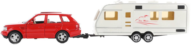 Afbeelding laden in galerijviewer, Toi-toys auto pull back met caravan 1:48
