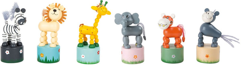 Afbeelding laden in galerijviewer, Small foot - houten drukfiguur wilde dieren, set van 6
