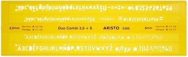 Aristo lettersjabloon duo-combi - afmetingen 245x75mm - letterhoogte 3.5 5mm - h-profiel - oranje transparant - ar-5305