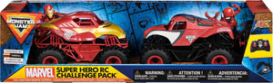 Monster jam rc marvel - iron man en amazing spider-man - 2 op afstand bestuurbare monsterjamtrucks - schaal 1:24