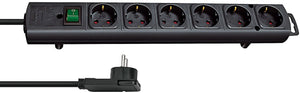 Brennenstuhl comfort-line plus, 6-voudige stekkerdoos stekkerdoos (zwart, met platte stekker, 2m h05vv-f 3g1.5)