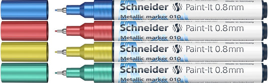 Schneider schrijfwaren schneider metallic marker - paint-it 010 - lijnbreedte 0.8mm - 4 stuks - s-ml01011502
