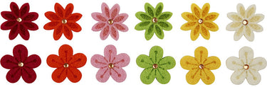 Creativ company cc vilten bloemen met strasstenen 30 mm 12 stuks