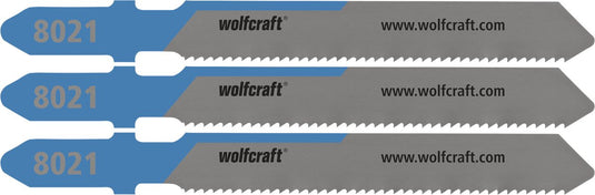 Wolfcraft - 3 decoupeerzaagbladen voor staal tot 3 mm - fijne snede - hss met t-schacht – ideaal voor staalplaat - 8021000