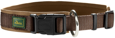 Hunter klikhalsband vario plus bruin caramel - hondenhalsband - s m 35-40x2.0 cm
