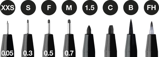 Faber-castell tekenstift - pitt artist pen - zwart - 8-delig xxs, s, f, m, b, c, 1.5, fh - fc-167158