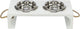 Trixie be nordic - voerbak waterbak - set - hout rvs - wit - 2x900 ml