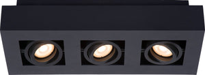 Lucide xirax - plafondspot (plafondlamp) - led dim to warm - gu10 - 3x5w 2200k 3000k - zwart