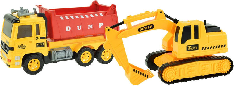 Afbeelding laden in galerijviewer, Cars trucks vehicool kiepwagen met graafmachine
