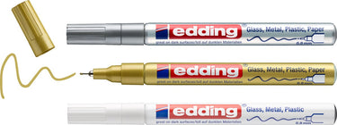 Edding 780 3s metallic lakmarker set - assorti 3 stuks: wit, goud, zilver - 0,8mm