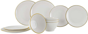 Gimex linea line servies - goud - 12-delig