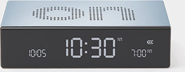 Lexon flip premium wekker on off oplaadbaar - licht blauw metallic