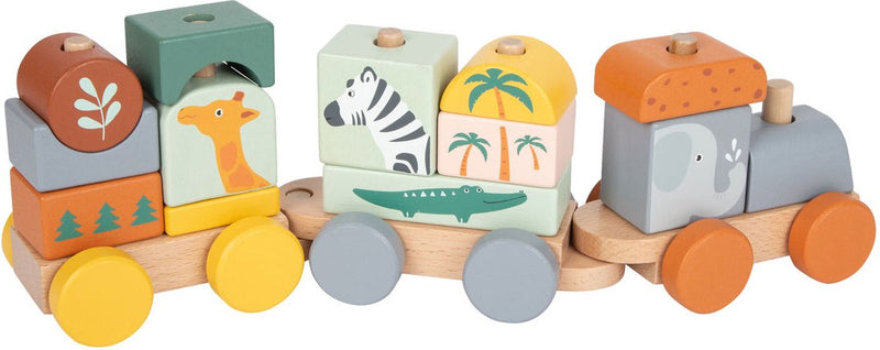 Afbeelding laden in galerijviewer, Small foot - houten stapelblokken trein safari, 16dlg.
