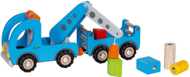 Goki houten takelwagen met aanhanger