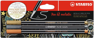 Stabilo pen 68 metallic viltstiften zilver goud koper - 3dlg.