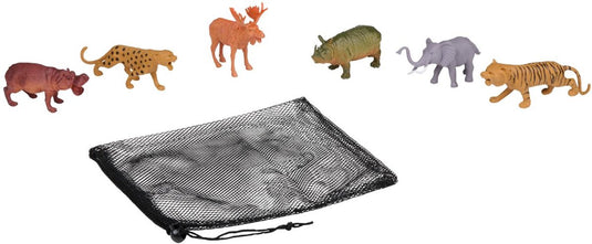 Eddy toys wilde dieren speelset 6 stuks - dieren speelgoed voor kinderen in zakje - plastic dieren speelgoed jungle - safari dieren speelgoed - dierfiguren speelgoed set